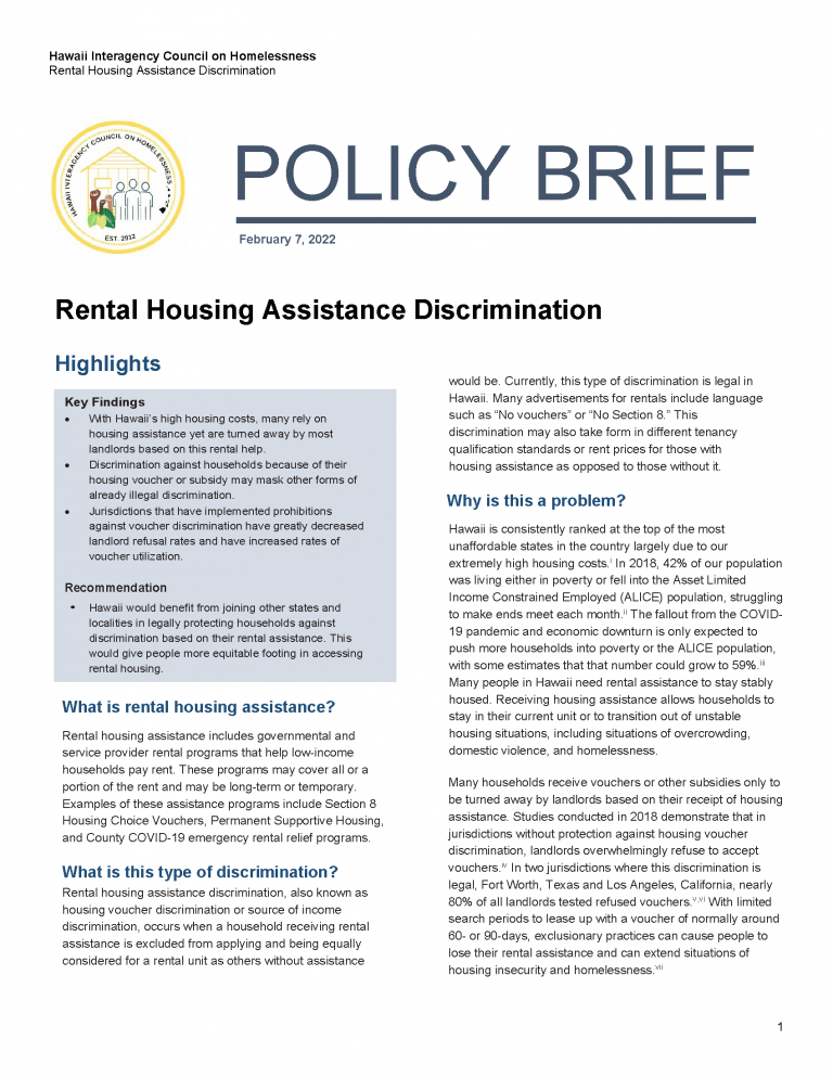 Statewide Office on Homelessness and Housing Solutions (OHHS) Policy