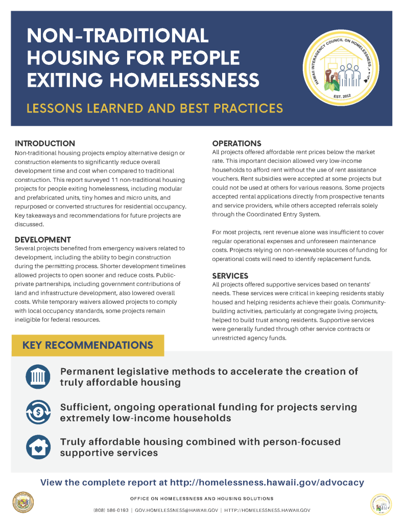 Statewide Office on Homelessness and Housing Solutions (OHHS) Non